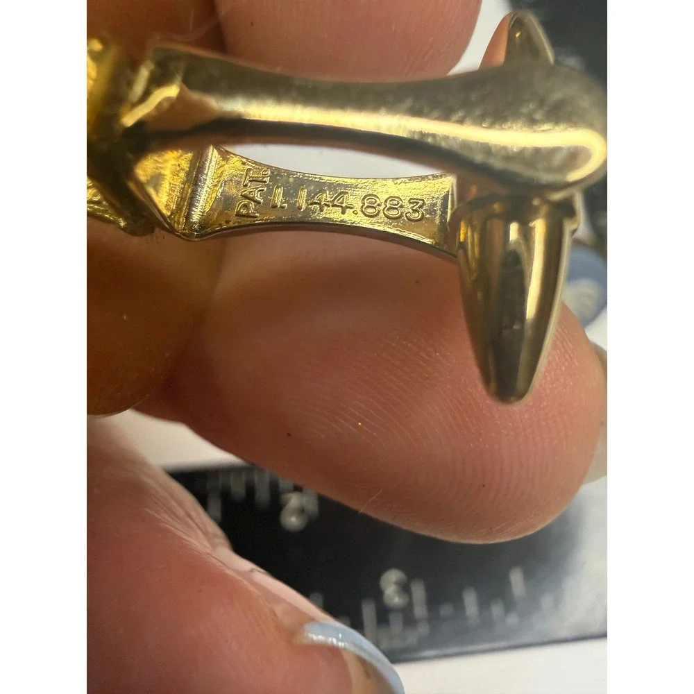 Gold Tone Blue Jasperware Style Crab Cufflinks Nautical Coastal PAT 1144883